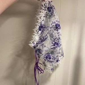 Catholic Purple Floral Embroidered Cap Chapel Veil